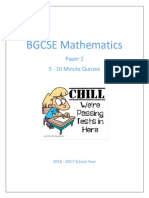 BGCSE Paper 2 - 10 Minute Quizzes 