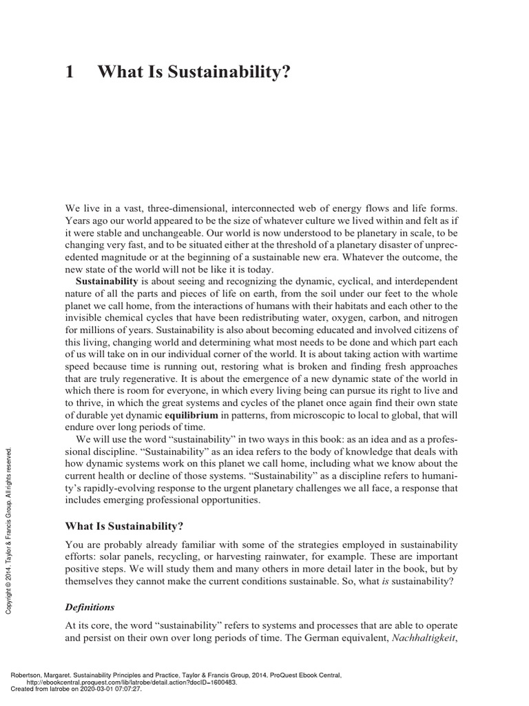 Sustainability Principles and Practice - (Part I Context) | PDF