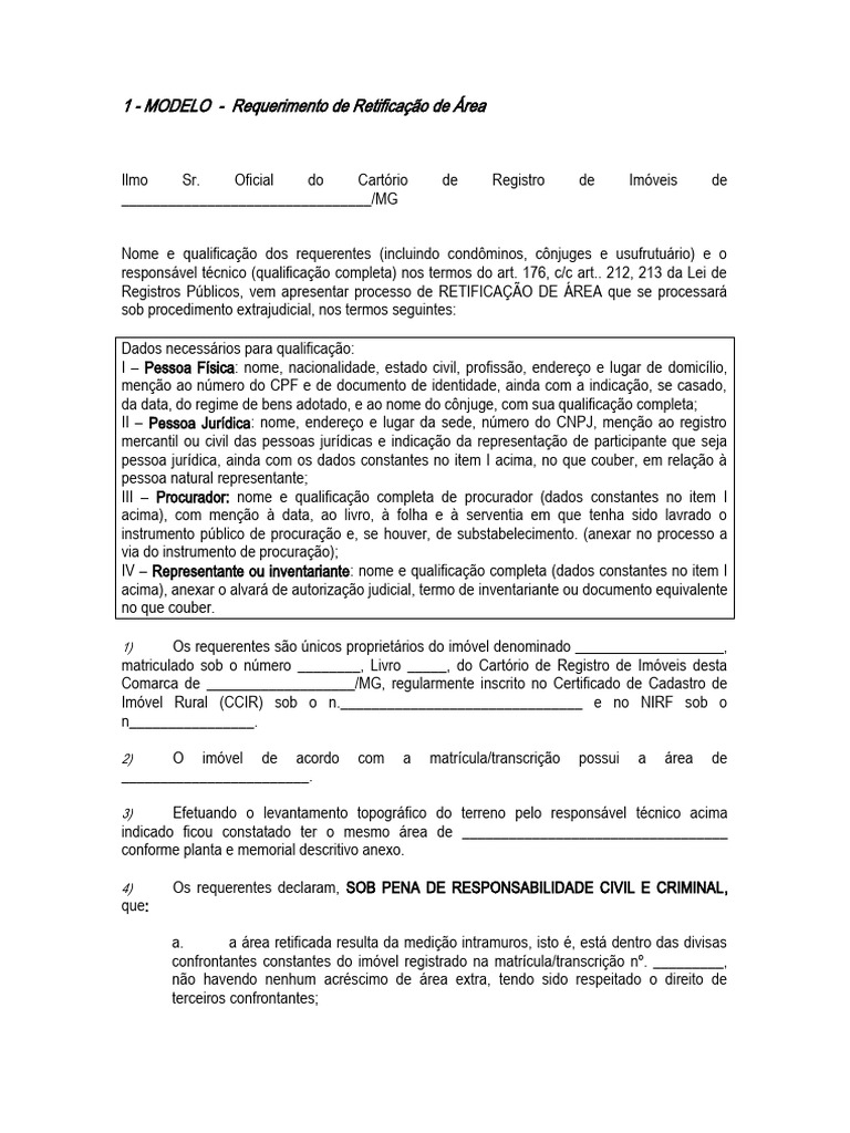 Requerimento de Retificação de Área | PDF | Justiça | Crime e Violência