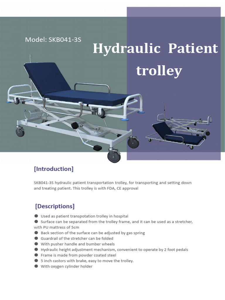 Hydraulic Patient Transport Trolley SKB041-3S | PDF | Technology ...