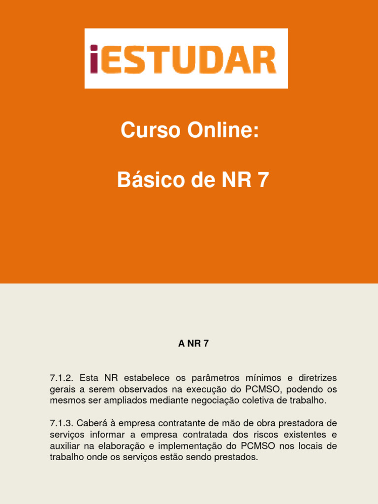 Curso NR 7: Primeiros Socorros e PCMSO | PDF | Negócios | Tecnologia e ...
