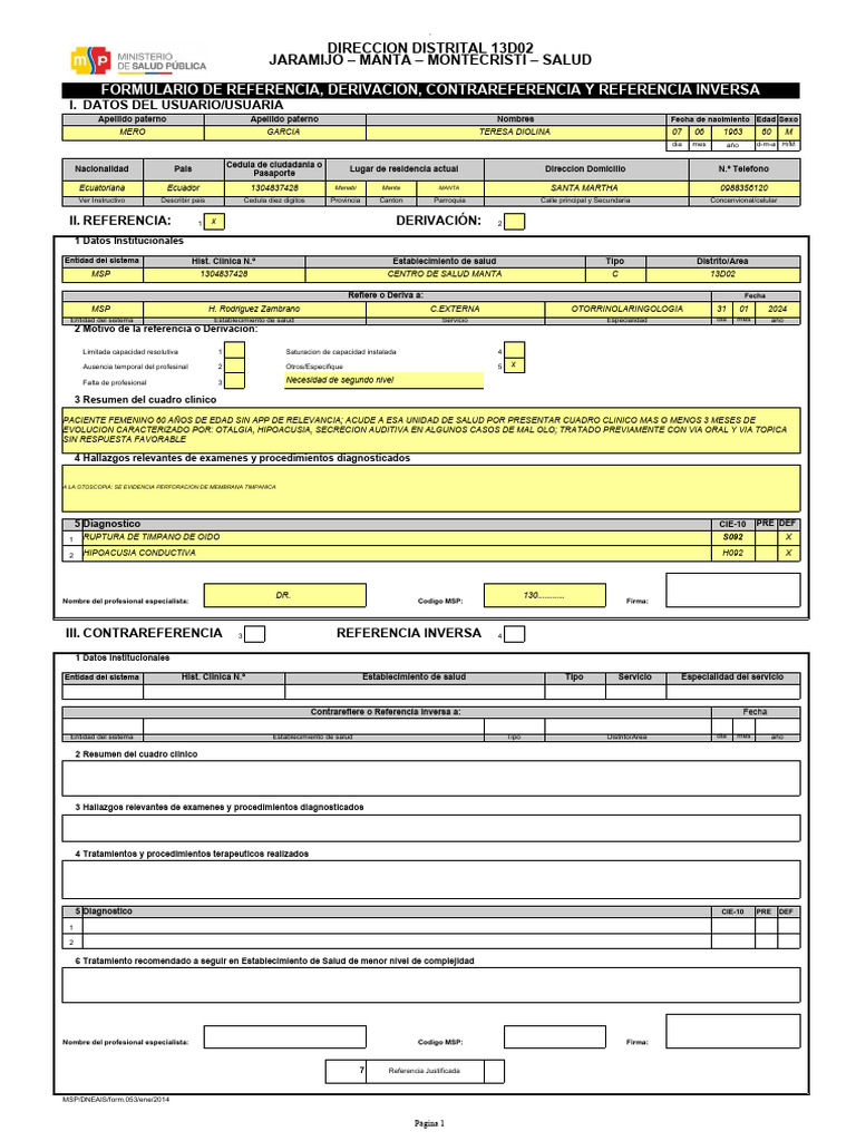 01 - Form 053 Referencia | PDF | Medicina | Medicina CLINICA