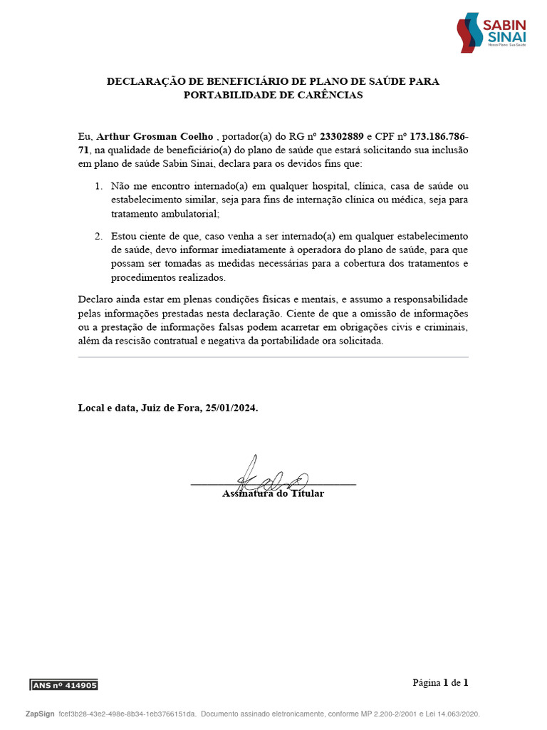 Form-004 Declaração de Não Internado-2 | PDF