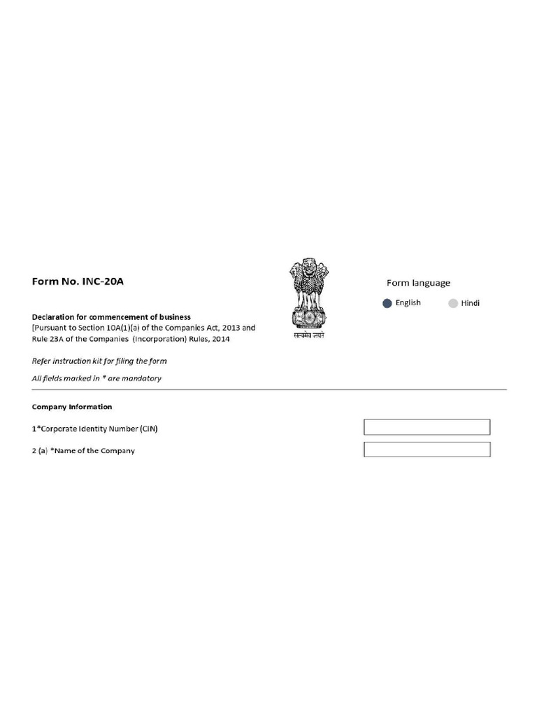 Form INC 20A | PDF