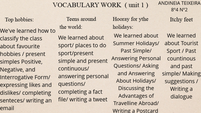 Vocabulary & Grammar Activities | PDF | Language Arts & Discipline