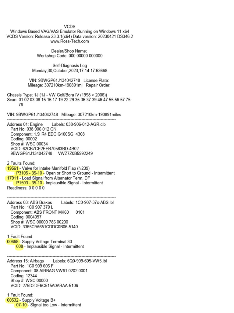 2023 VW Golf Scan Procedures | PDF | Manufactured Goods | Vehicles
