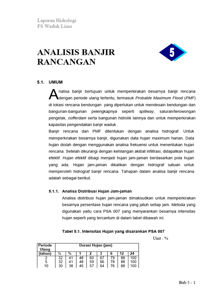Analisis Banjir Banjir Rancangan Fs Waduk Limo 2014 Pdf