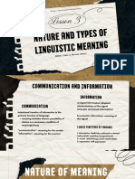 Nature & Types of Linguistic Meaning