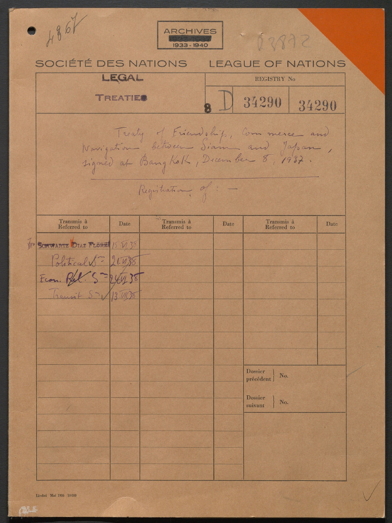 Treaty of Friendship, Commerce, and Navigation Between Siam and Japan