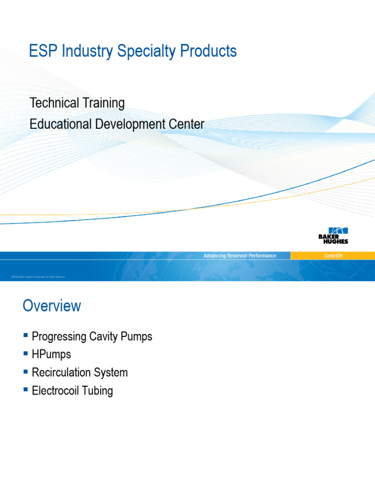 07 - ESP Tech Ops - Specialty Prods | PDF | Pump | Electric Motor