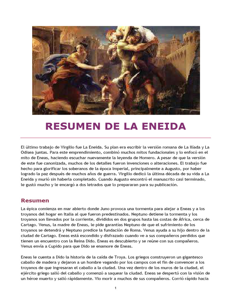 Resumen de La Eneida de Virgilio | PDF | Eneas | Eneida