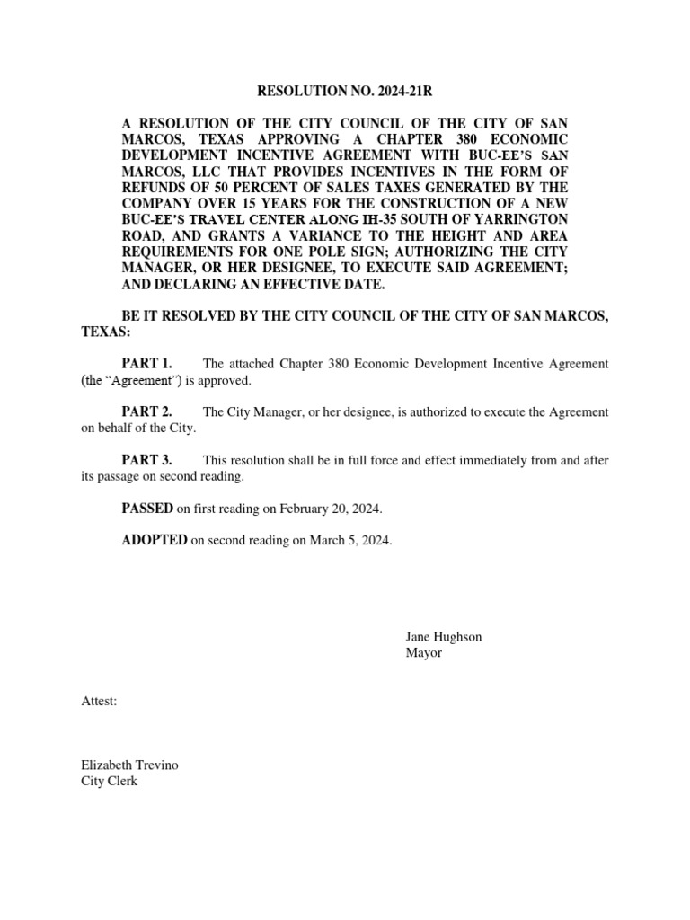 San Marcos Economic Incentive for Buc-ee's | PDF