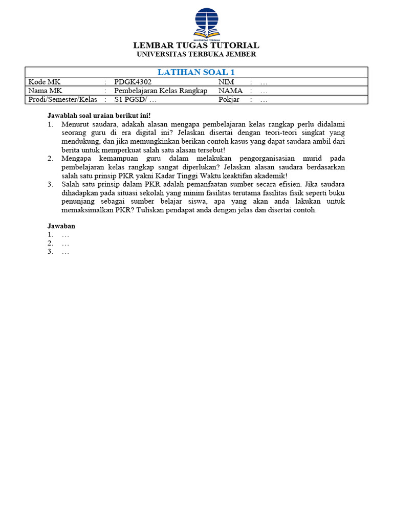 Latihan Soal Ut | PDF