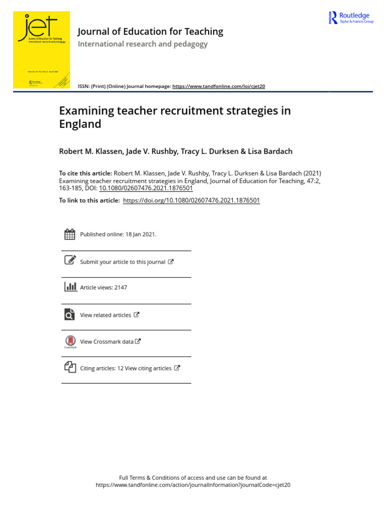 Examining Teacher Recruitment Strategies in England | PDF