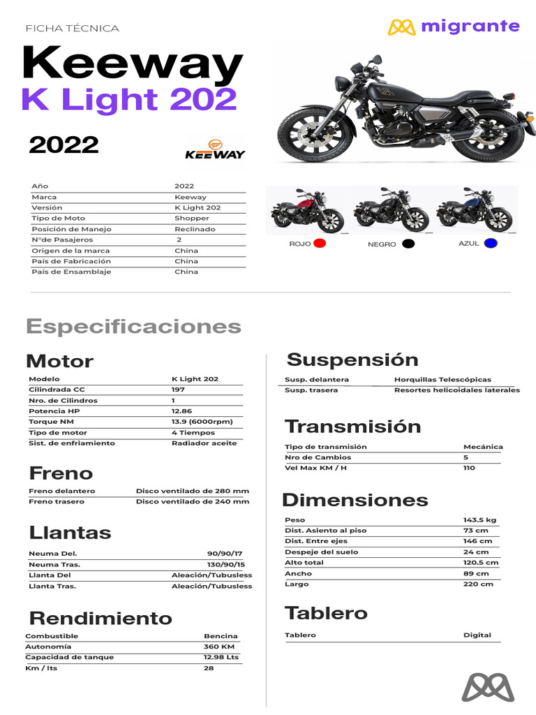 Ficha T Cnica K Light 202 Migrante | PDF | Estilos de carrocería ...