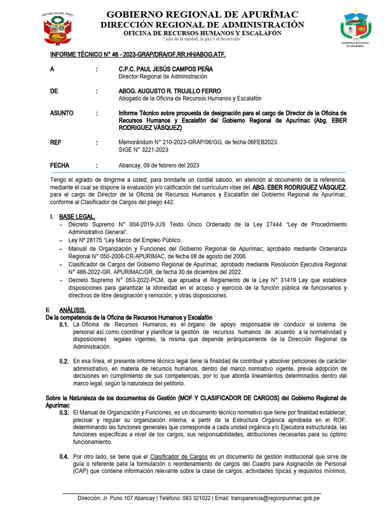 Director de La Oficina de Recursos Humanos y Escalafón | PDF