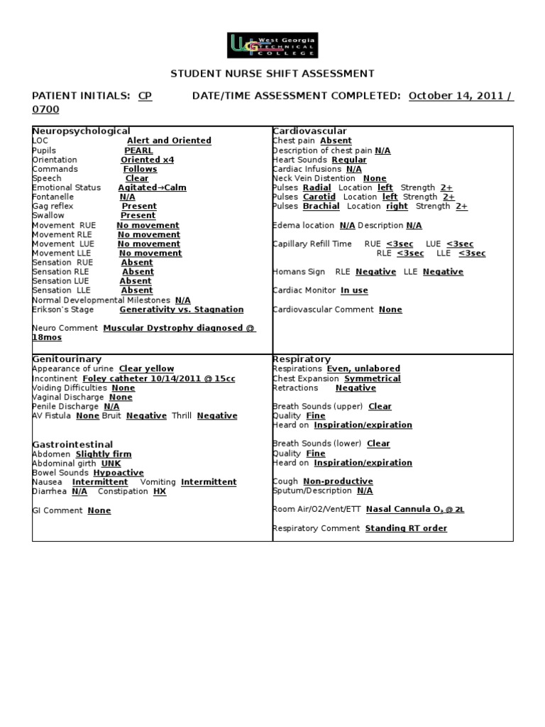 Claudia Manning900258306Student Nurse Shift Assessment 1graded