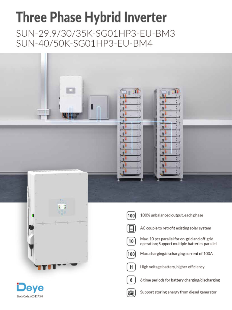 Deye SUN-50K Hybrid Inverter Datasheet | PDF