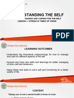 Understanding The Self: Part Iii: Managing and Caring For The Self Lesson 1: Stress in Times of Crisis