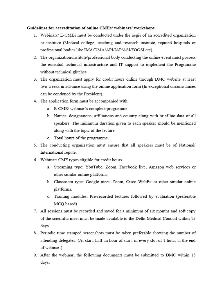 Accreditation Guidelines for Online CMEs | PDF | Health Care