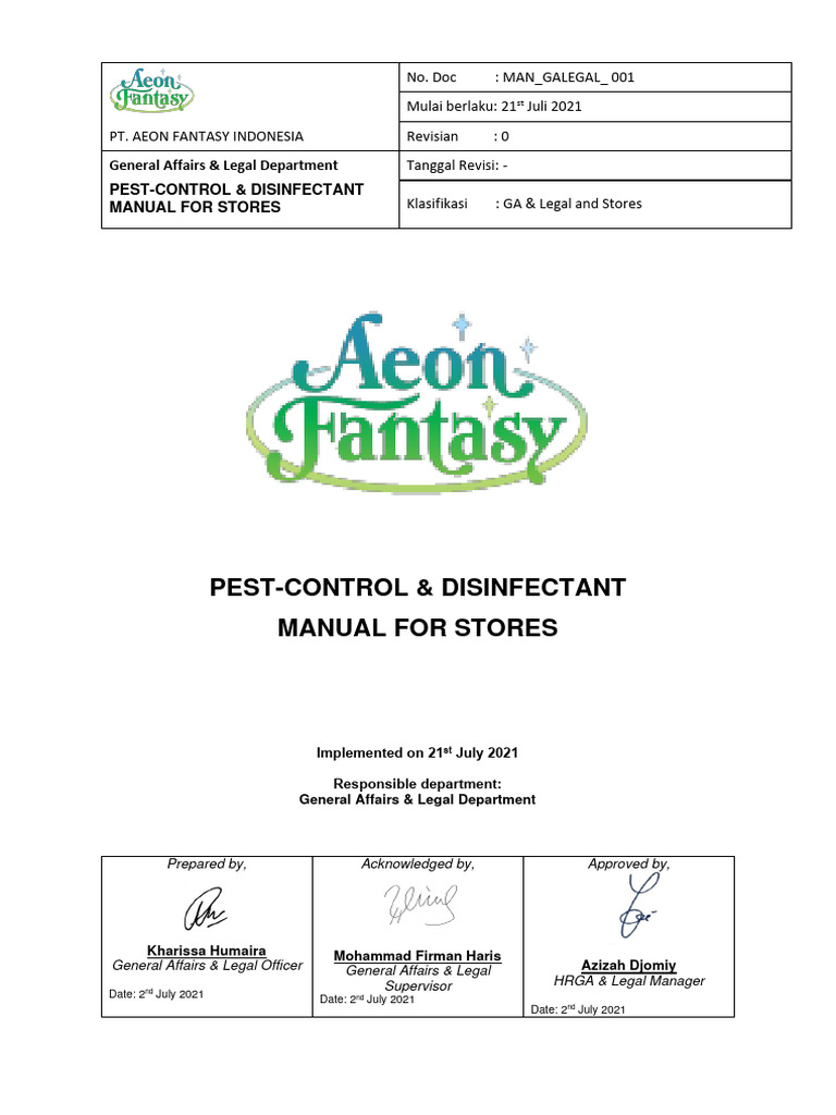 Manual - Ga 001 - Pest Control Disinfectant - 2021 | PDF