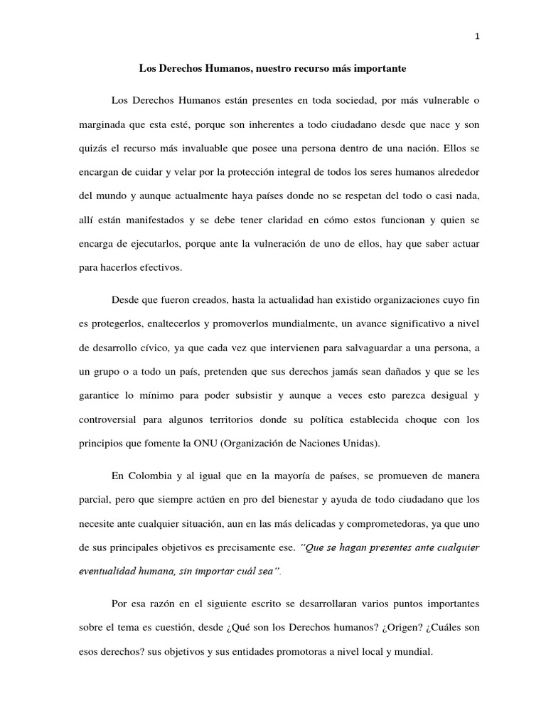 Importancia de los Derechos Humanos | PDF | Derechos humanos | Naciones ...