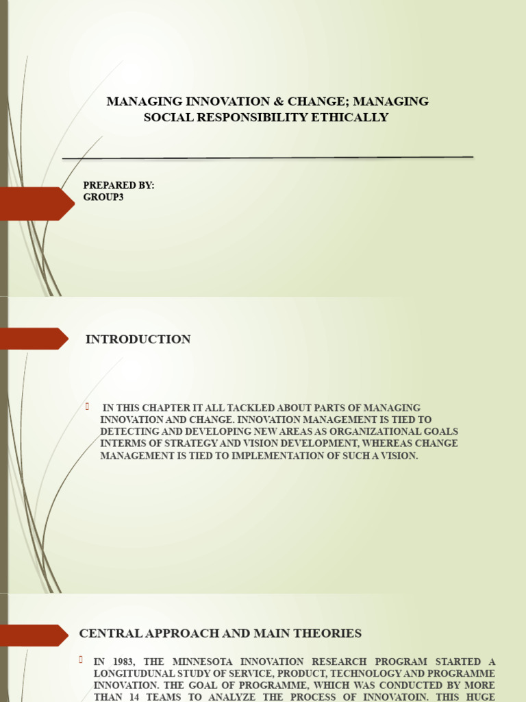 Managing Innovation and Change Strategies | PDF | Innovation ...
