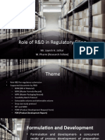 Role of R&D in Regulatory Filing: Mr. Jayesh H. Jathar M. Pharm (Research Fellow)