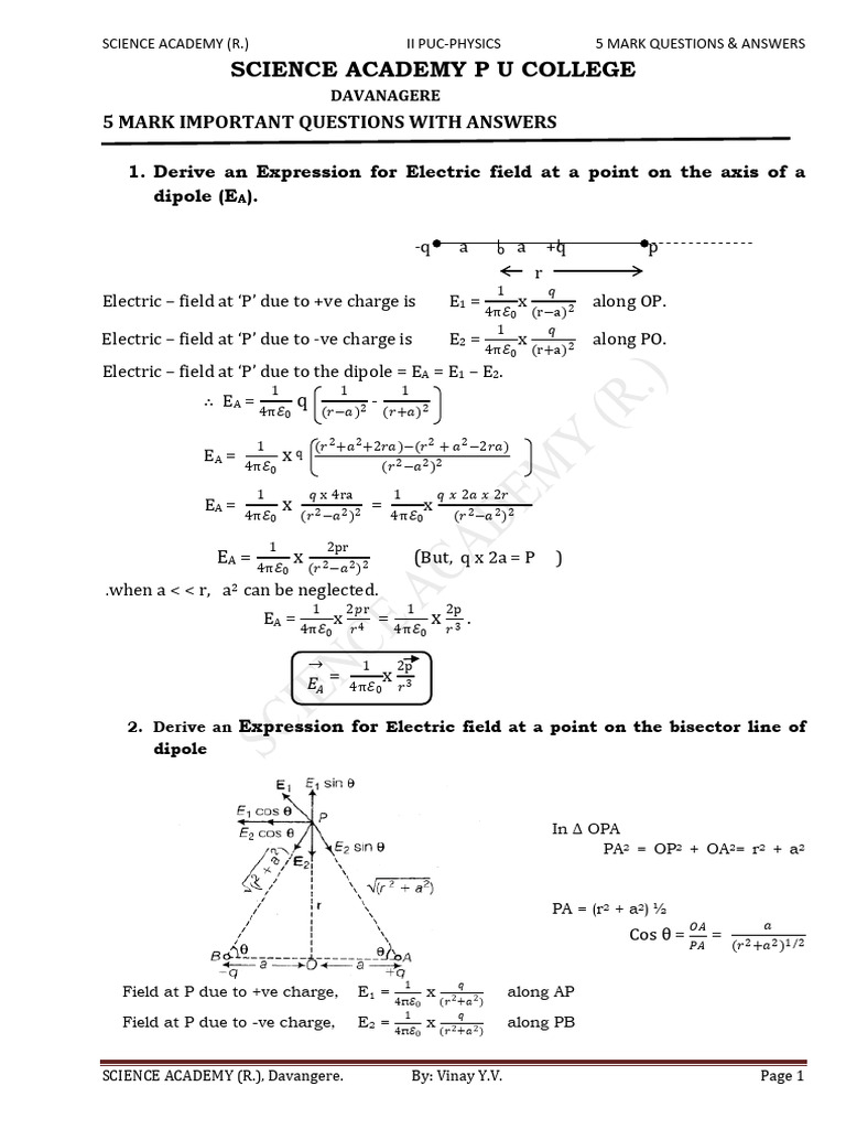II PUC Physics 5 Mark Q&A Guide | PDF | Amplifier | Photoelectric Effect