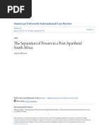 The Separation of Powers in A Post-Apartheid South Africa