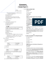 Answers of Sample Paper 5 10 English 10