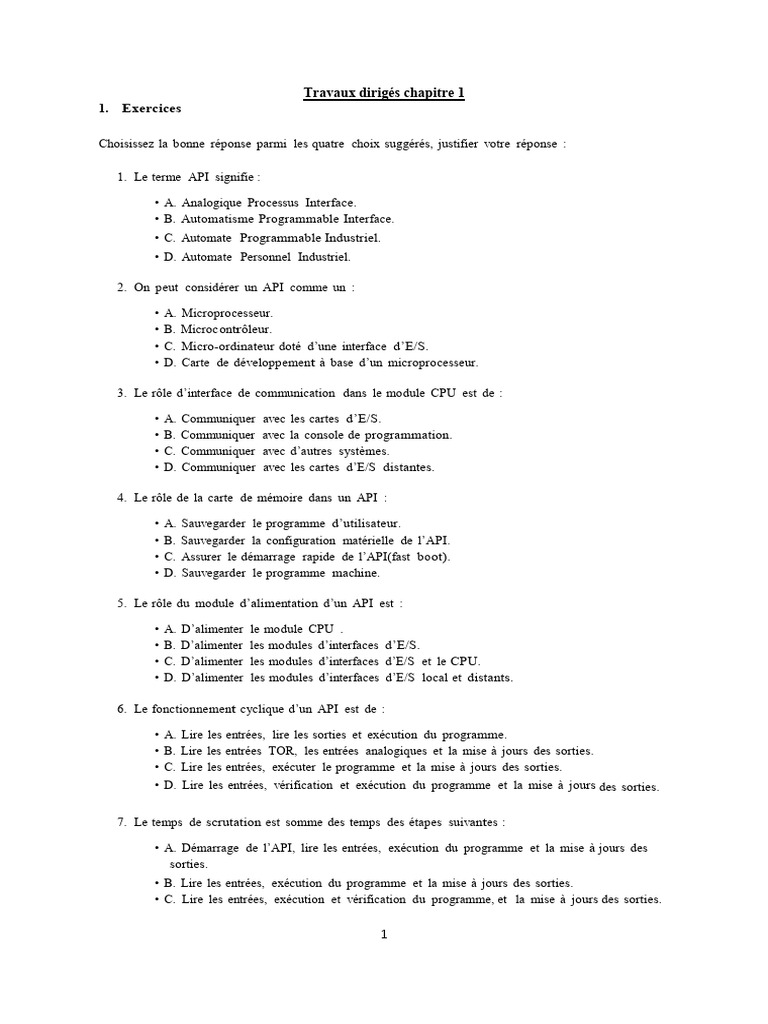 Exercices sur les Automates Programmables | PDF