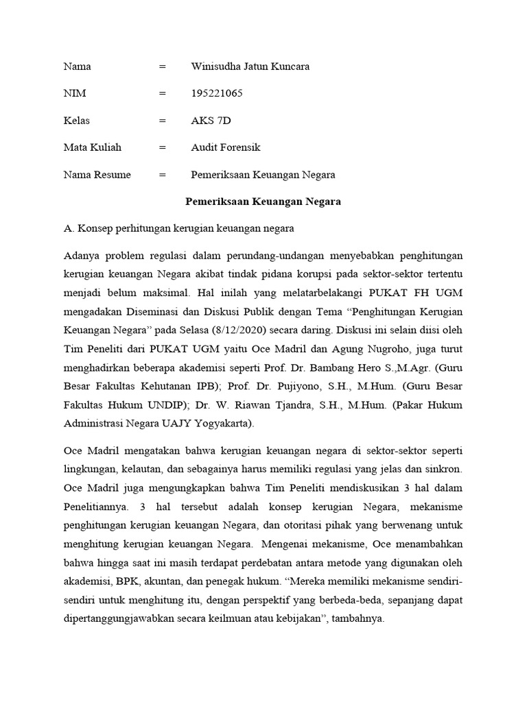 Koordinasi antar instansi dalam pemeriksaan keuangan