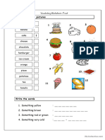 Vocabulary Matching Worksheet - Food