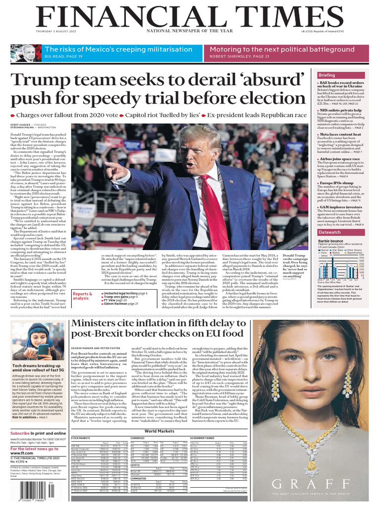 OceanofPDF - Com Financial Times UK - August 3 2023 - Financial Times UK |  PDF | Donald Trump | American Government