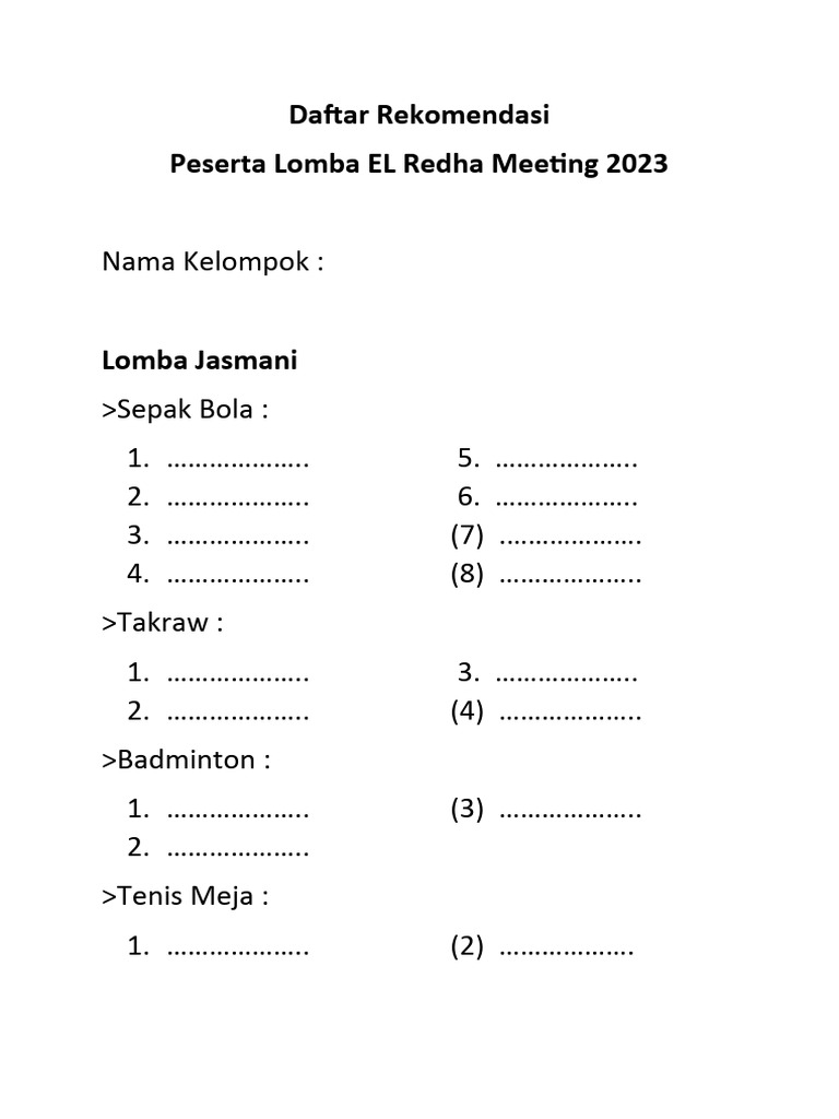 Daftar Rekomendasi | PDF