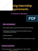 Teaching Internship Requirements Feb 2024