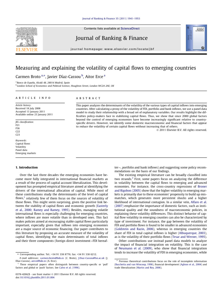 Capital Flow Volatility in Emerging Markets | PDF | Standard Deviation ...