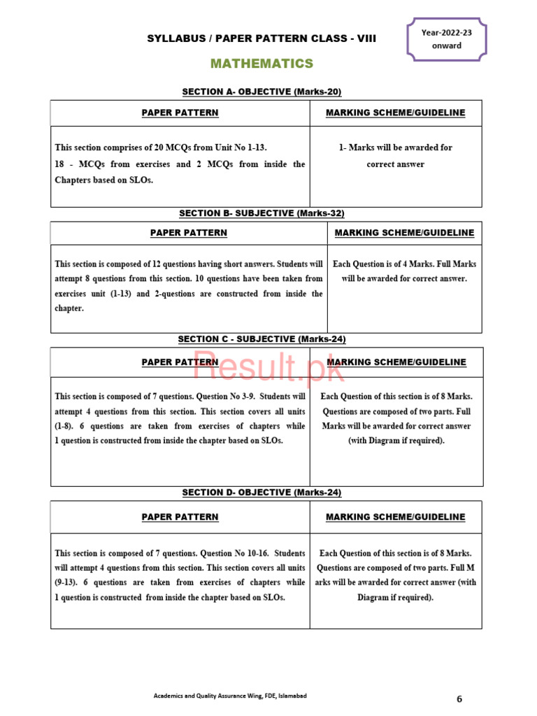 Fde Class 8th Mathematics Model Paper 2023 | PDF | Area | Triangle