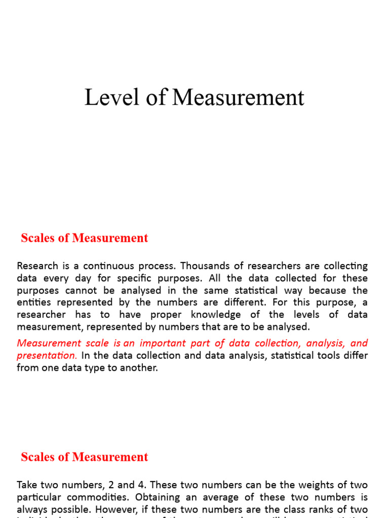 1 - Level of Measurement | PDF