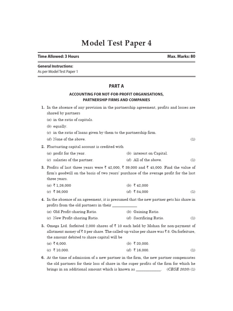 Model Test Paper-4 | PDF