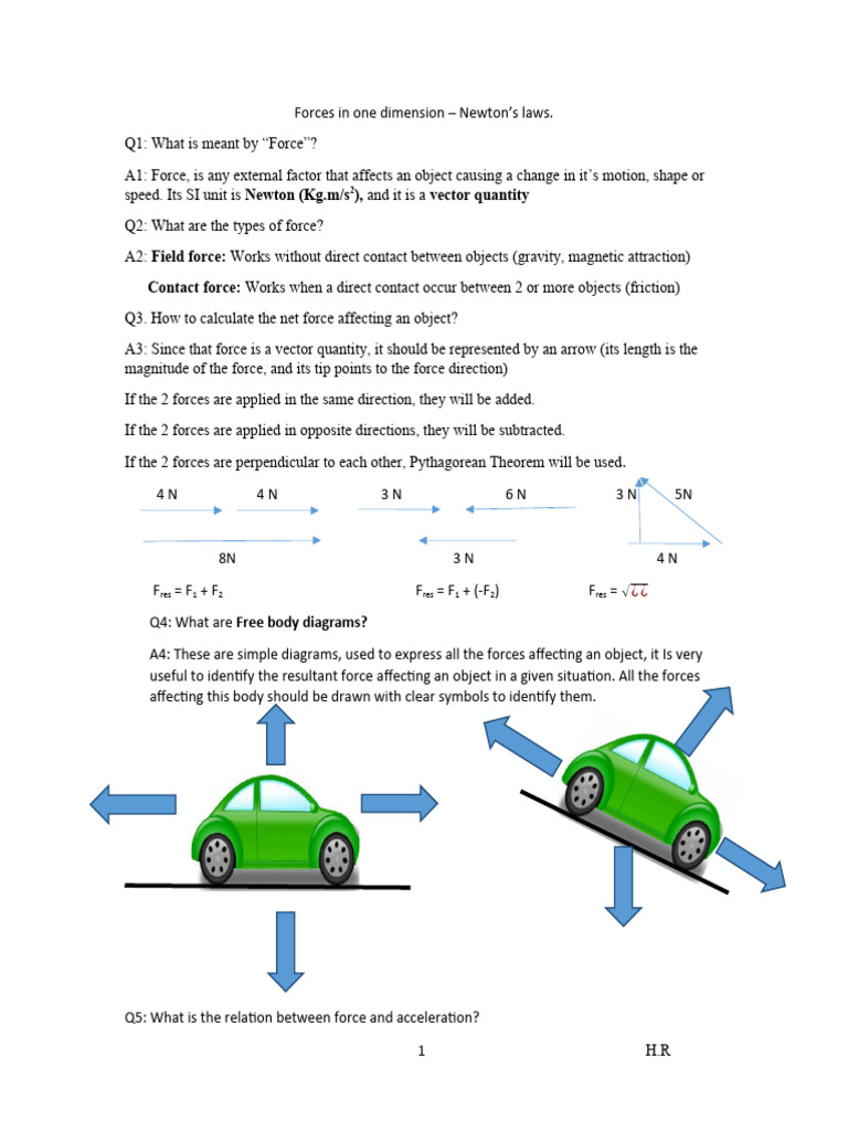 4 forces in one dimention newton s laws pdf