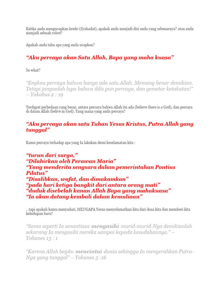 Makna Kredo dalam Iman Katolik | PDF