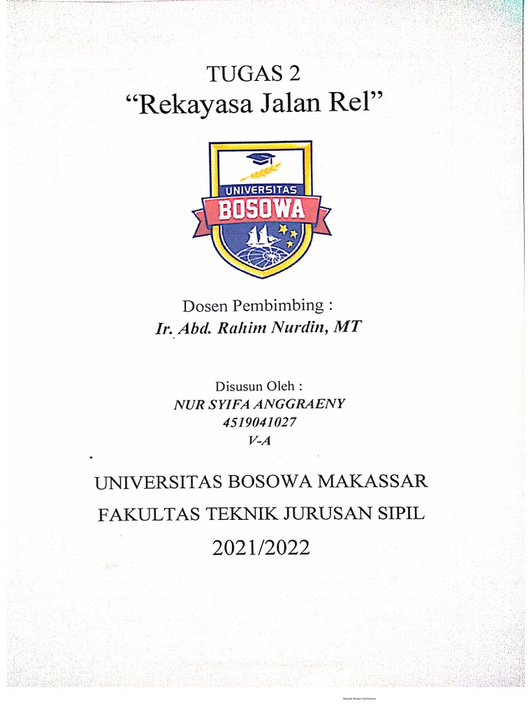 Tugas Rekayasa Jalan Rel Teknik Sipil Pdf