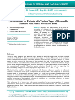 Questionnaires For Patients With Various Types of Removable Dentures With Partial Absence of Teeth