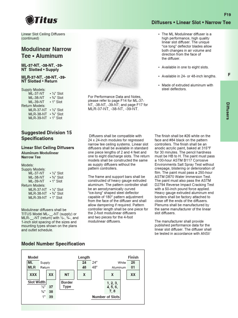 Linear Slot Ceiling Diffusers Guide | PDF | Secondary Sector Of The ...