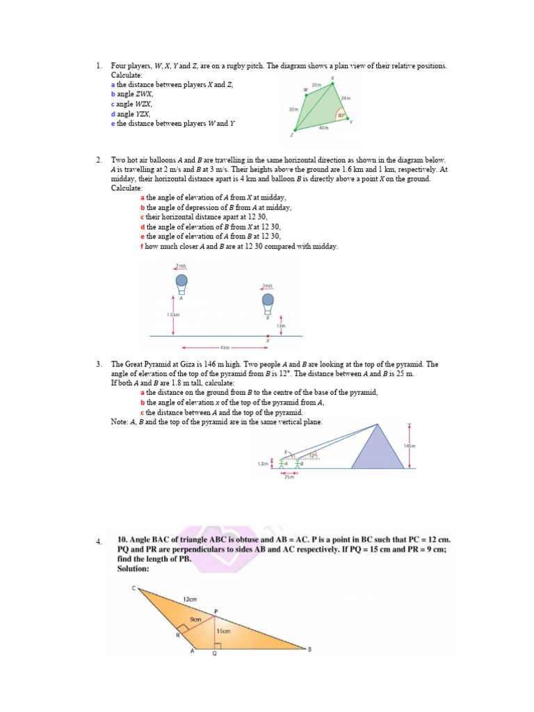IGCSE Class 10 - Mathematics Test | PDF | Area | Geometry