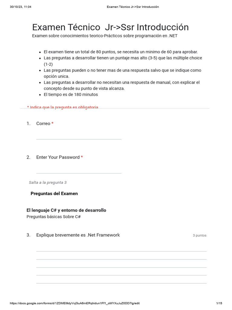 Examen Técnico C# y .NET para Desarrolladores | PDF | Transferencia de ...
