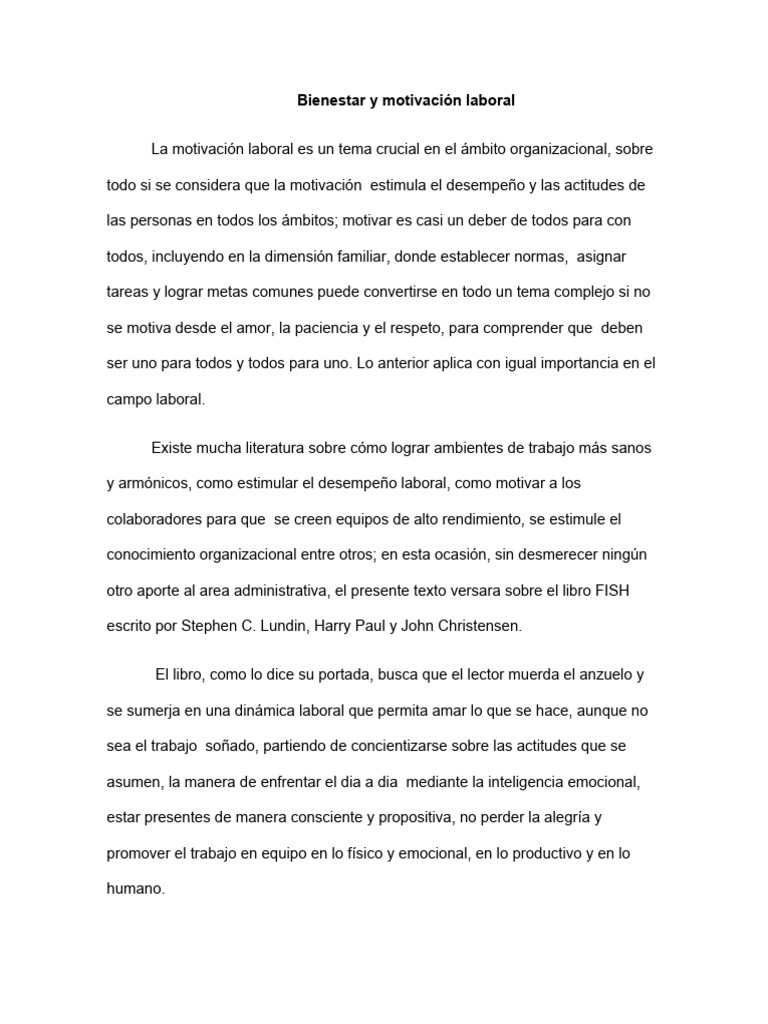 Motivación Laboral con FISH: Claves y Beneficios | PDF | Motivación ...