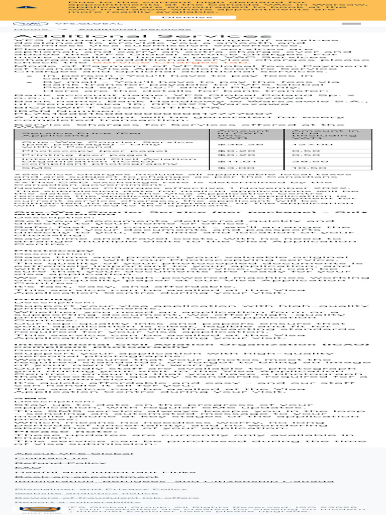 Optional Services at VFS Global | PDF